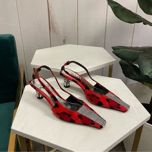 Tom Ford Velvet Animalier Crystal Slingback